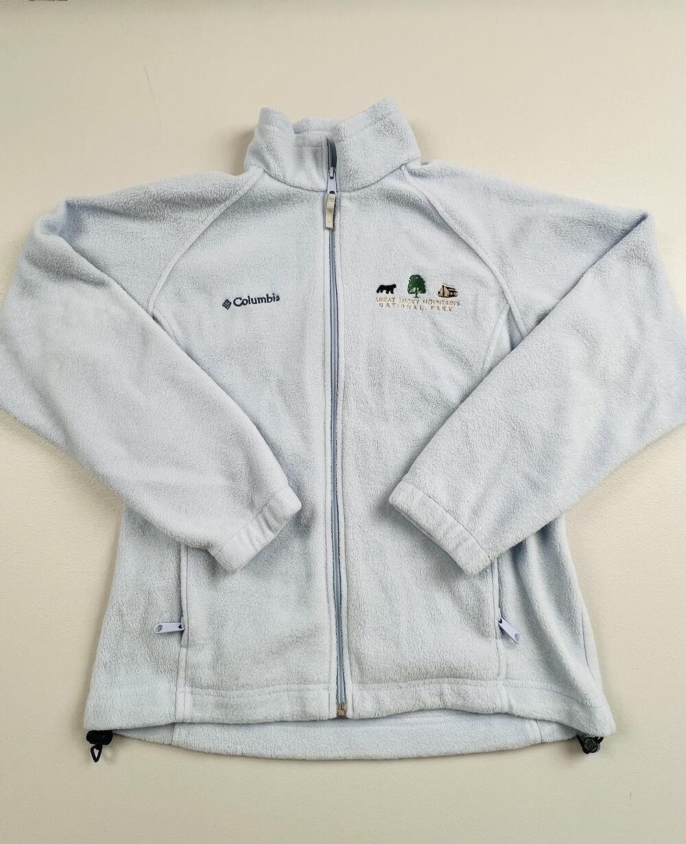 Columbia Jacket Womens Medium Blue Fleece Full Zip Great Smoky Mtns Natl Park